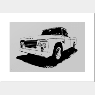 1965 Dodge D-100 Sweptline - stylized on light background Posters and Art
